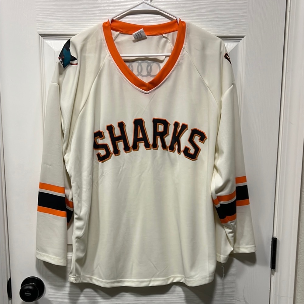 Sharks Hockey Jersey in Cream and Orange